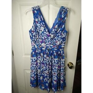 Matthew Williamson V Necklines Pleated Knee Length Fit And Flare Dress. Size 10